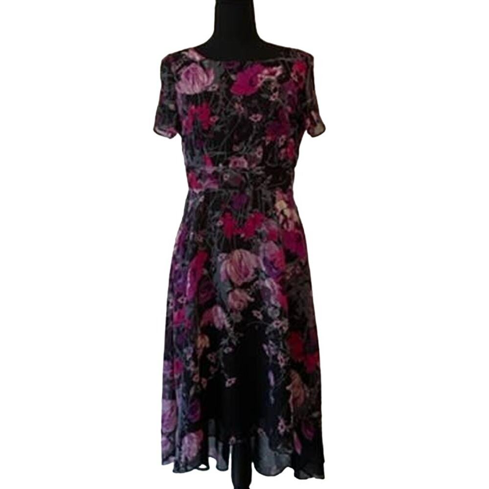 GABBY SKYE  Black & Pink Midi Dress Size 6